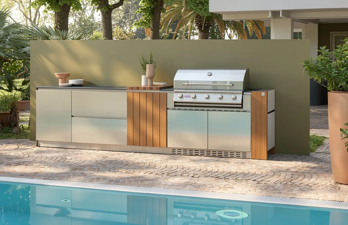 Perché la bombola non va mai in cantina o in garage (foto Barbecue Aster Cucine Outdoor lineare)