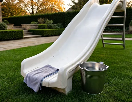 Lavare lo scivolo da giardino dopo l'estate