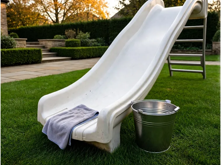 Lavare lo scivolo da giardino dopo l'estate