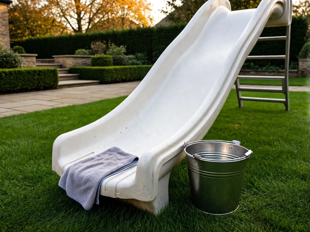 Lavare lo scivolo da giardino dopo l'estate